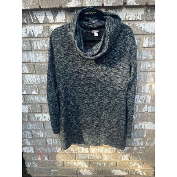 Merona Grey & Black Cowl Neck Long Sleeve Top Woman’s Size Large - Picture 1 of 11